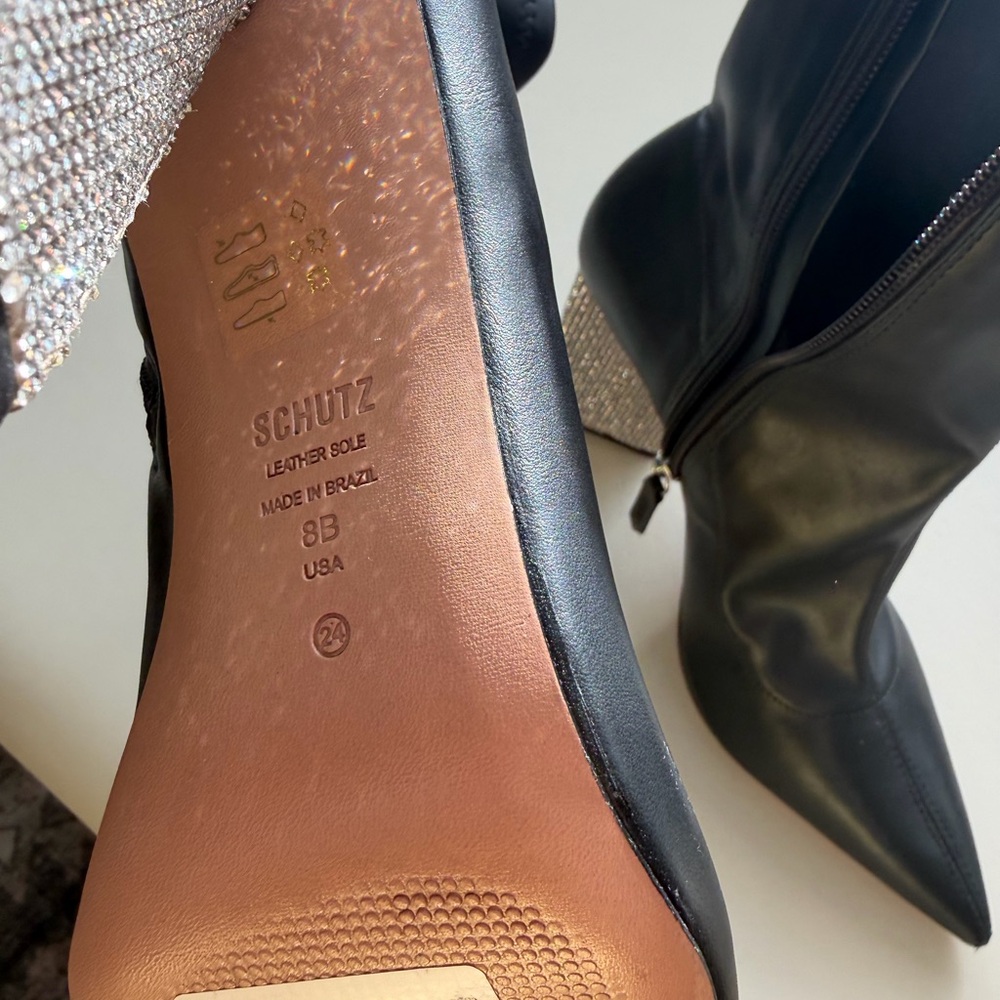Schutz Ankle Boots with Rhinestone Heel - Picture 7 of 7